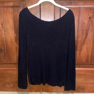 Babaton Women's Black Scoop-Neck Cross-Back Sweater